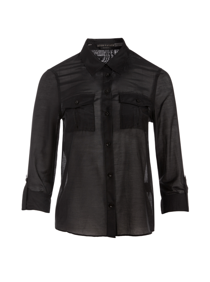 WILLA CARGO POCKET TOP - BLACK image 5 - Alice And Olivia