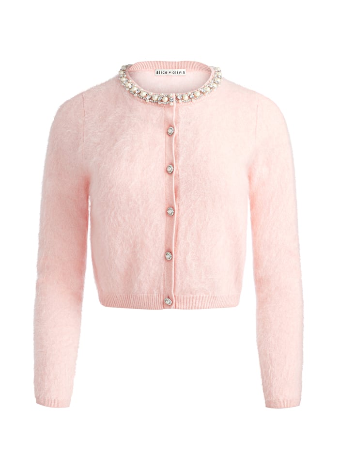 DOLLIE CASHMERE CARDIGAN - PEARL BLUSH image 5 - Alice And Olivia