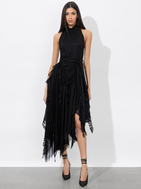 BLACK-MARZITA LACE MIDI DRESS
