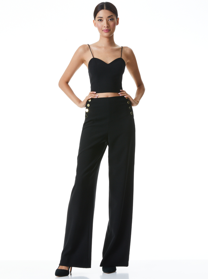 RAY BUTTON FRONT PANT - BLACK image 2 - Alice And Olivia