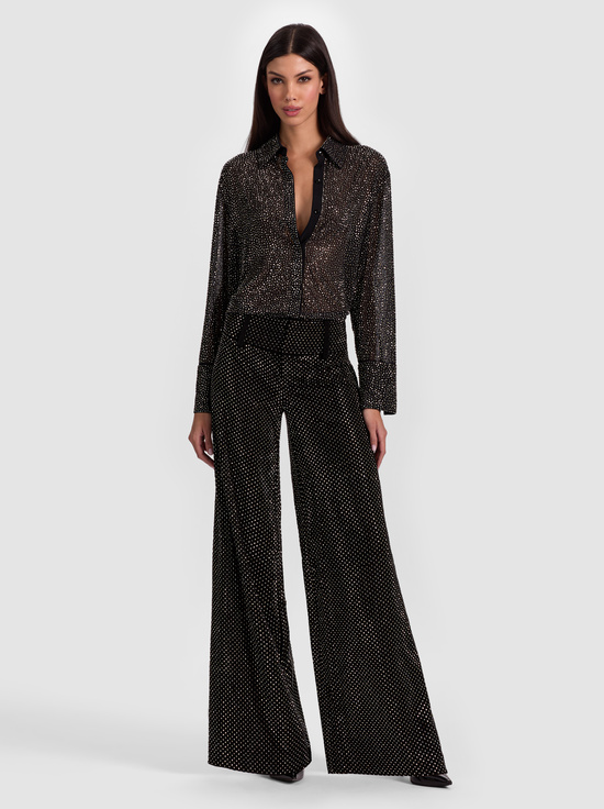 BLACK-FINELY EMBELLISHED OVERSIZED BUTTON DOWN