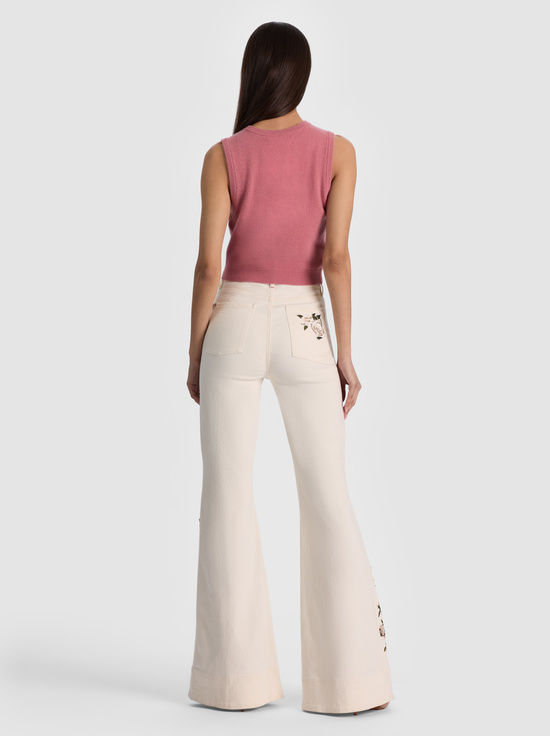 OFF WHITE/MULTI-BEAUTIFUL EMBROIDERED JEAN