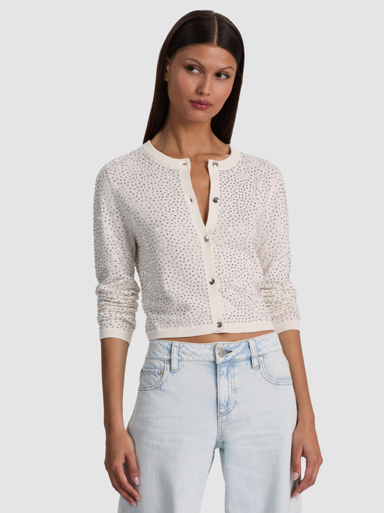 SOFT WHITE-DOLLIE EMBELLISHED CARDIGAN