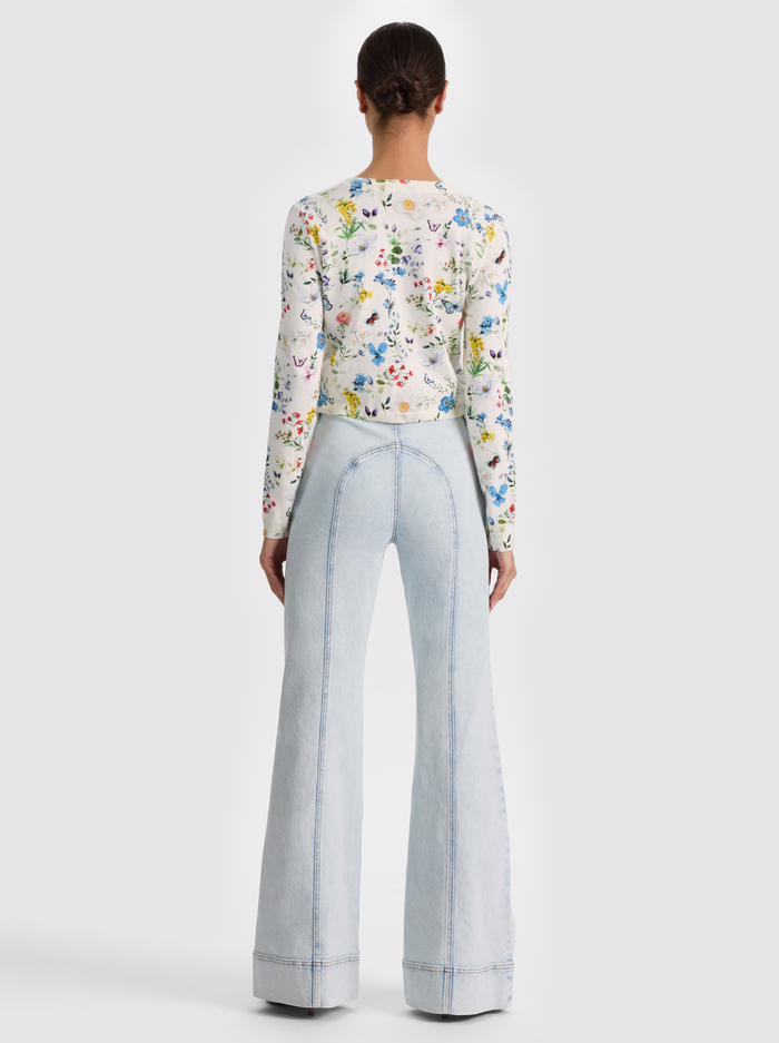 CARSON PRINTED CARDIGAN - TWISTING VINES OFF WHITE image 3 - ALICE + OLIVIA