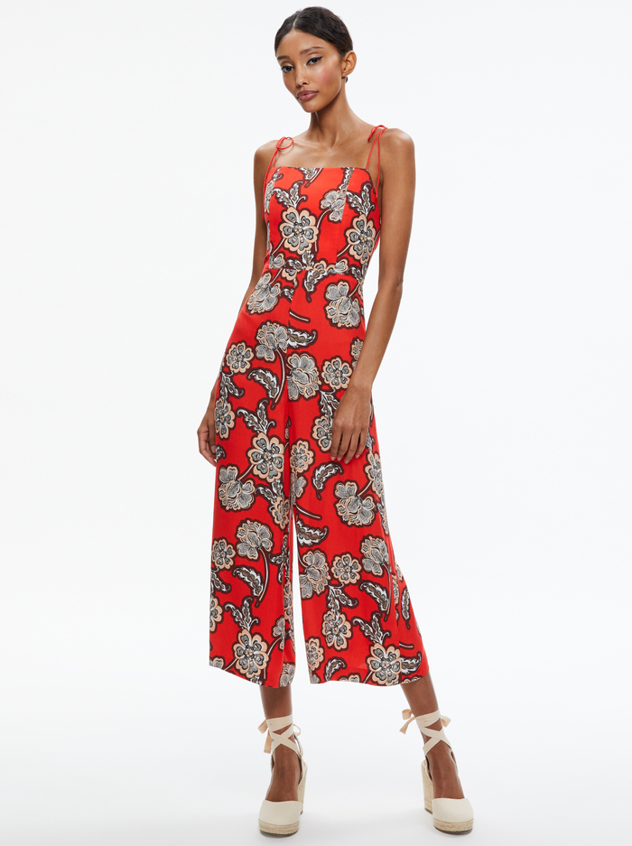 JOSIE WIDE LEG TIE STRAP JUMSPUIT - LANDMARK - Alice And Olivia