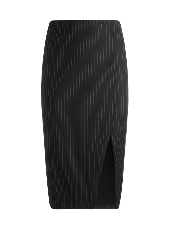 SIOBHAN VEGAN MIDI SKIRT - BLACK PINSTRIPE image 5 - Alice And Olivia