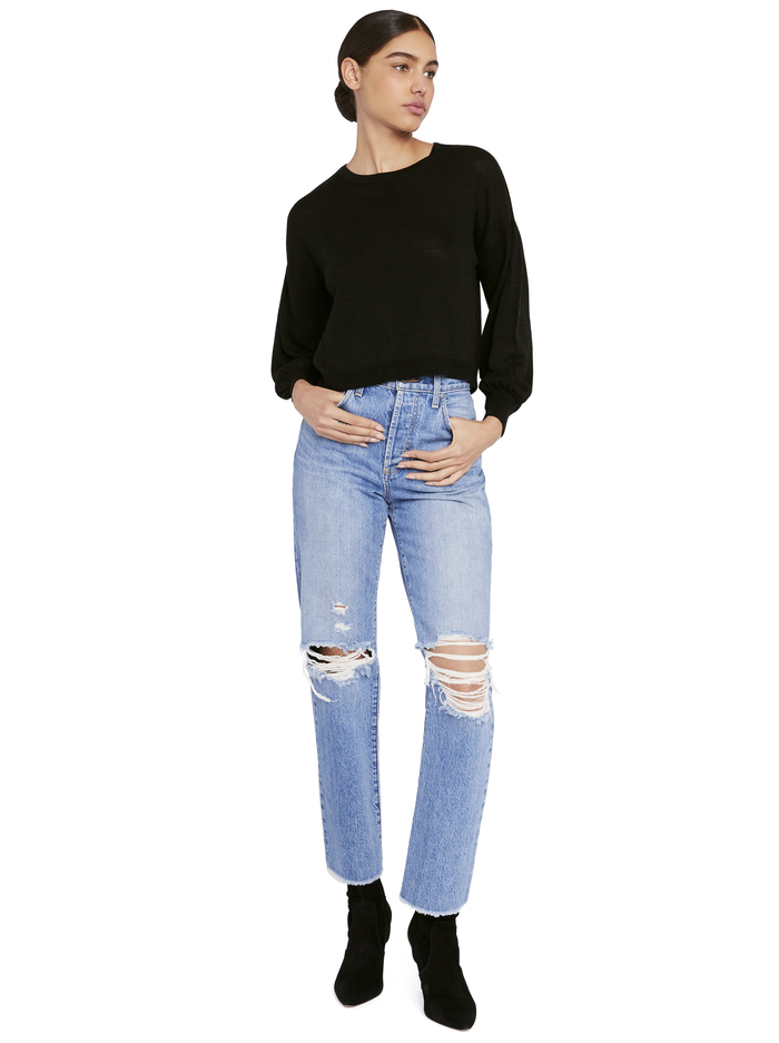 ANSLEY BLOUSON SLEEVE PULLOVER - BLACK image 5 - Alice And Olivia