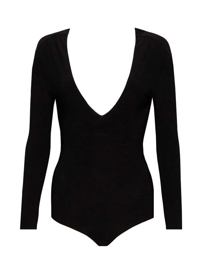 MILEY DEEP V THONG BODYSUIT - BLACK image 3 - Alice And Olivia