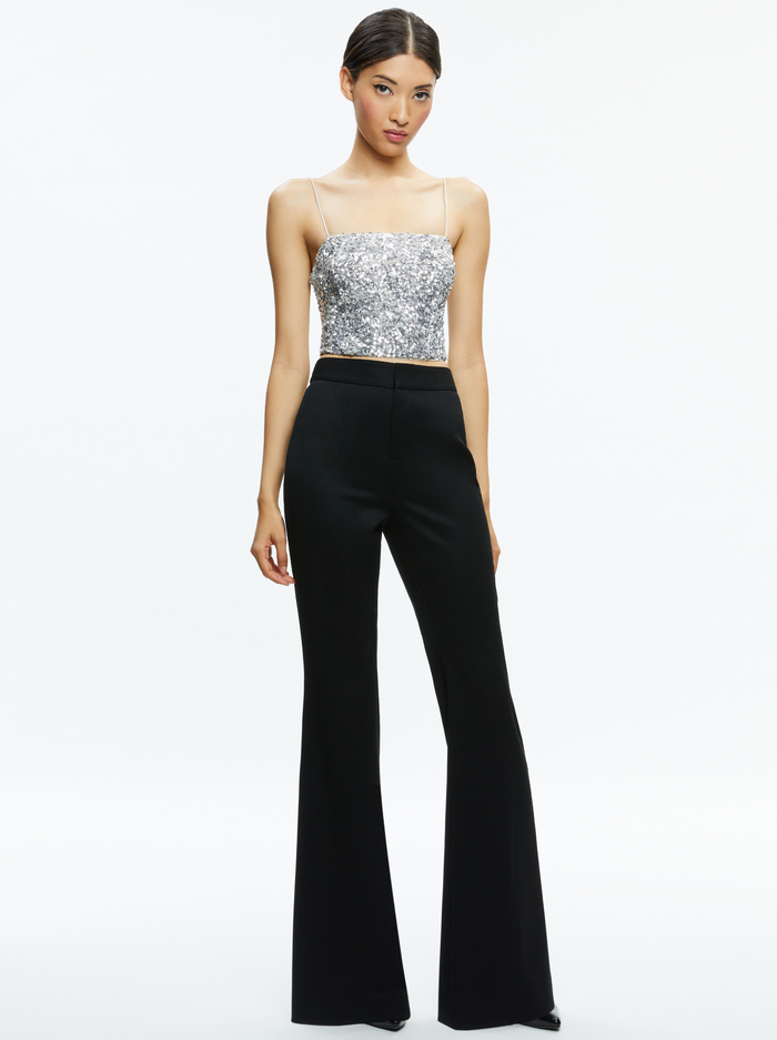 CERESI SEQUIN BANDEAU CROP TOP - CHAMPAGNE/SILVER image 2 - Alice And Olivia