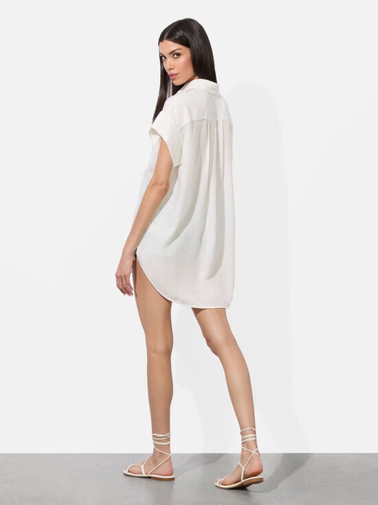 OFF WHITE-FINELY SHORT SLEEVE BUTTON DOWN