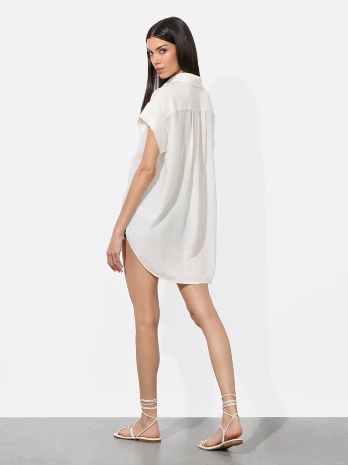 FINELY SHORT SLEEVE BUTTON DOWN - OFF WHITE image 2 - Alice And Olivia