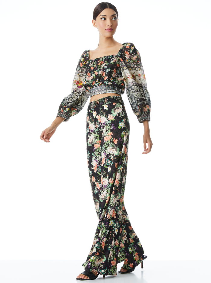 ATHENA FLORAL WIDE LEG PANT - ROMANCE BLACK image 4 - Alice And Olivia