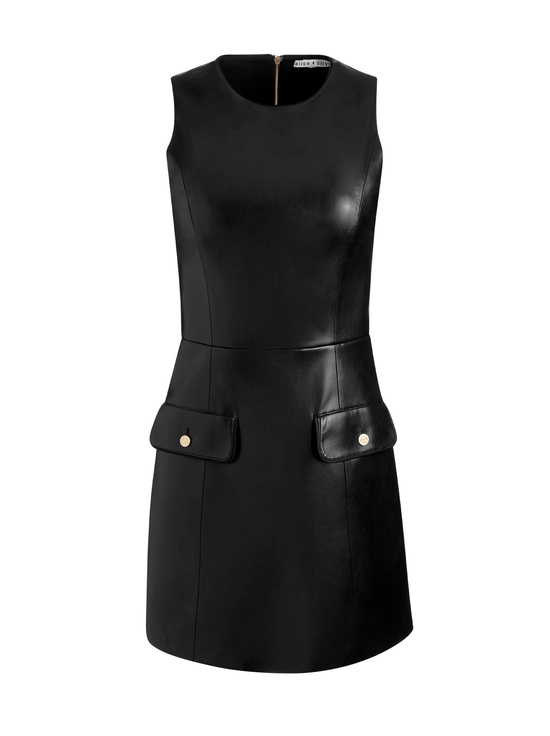 BLACK-MARCELLA VEGAN MINI DRESS