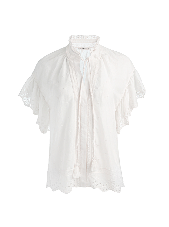 JULIUS EMBROIDERED TUNIC TOP - OFF WHITE image 5 - ALICE + OLIVIA