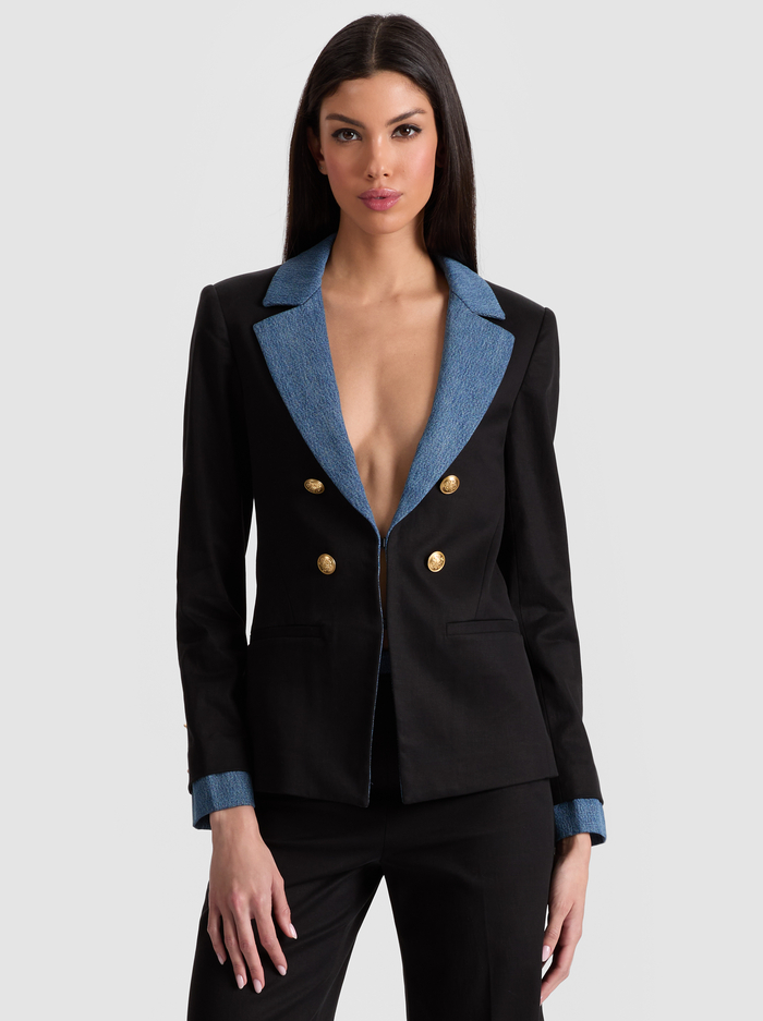 MYA BLAZER - BLACK/LIANA BLUE - Alice And Olivia