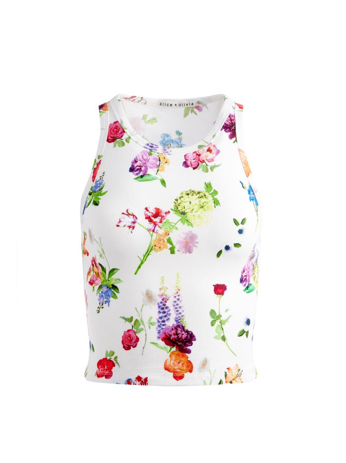 ALLEN CREWNECK SLEEVELESS TANK - EUPHORIA BLOOM image 5 - Alice And Olivia