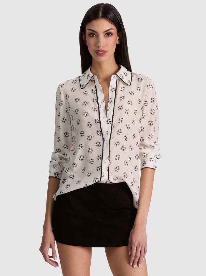 WILLA SILK BLOUSE - GO FOR GOLD OFF WHITE - ALICE + OLIVIA