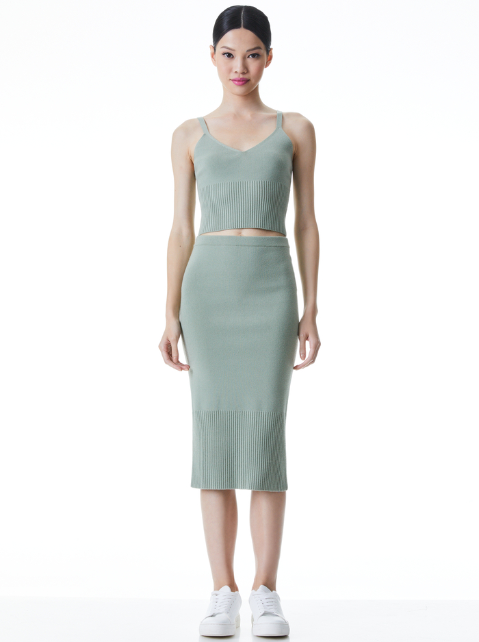 LEO FITTED MIDI SKIRT - SAGE image 4 - Alice And Olivia