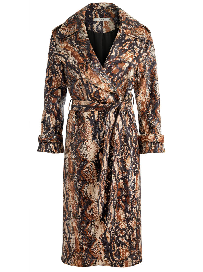 NEVADA VEGAN TRENCH - CAMEL/BLACK SNAKE image 5 - Alice And Olivia
