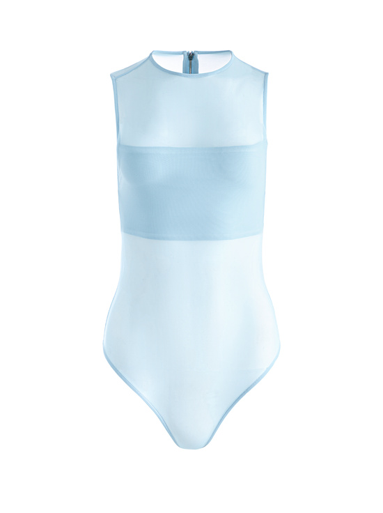 MINERAL BLUE-BANDEAU SLEEVELESS BODYSUIT