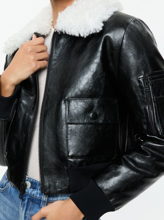 WILLARD VEGAN BOMBER - BLACK image 3 - Alice And Olivia