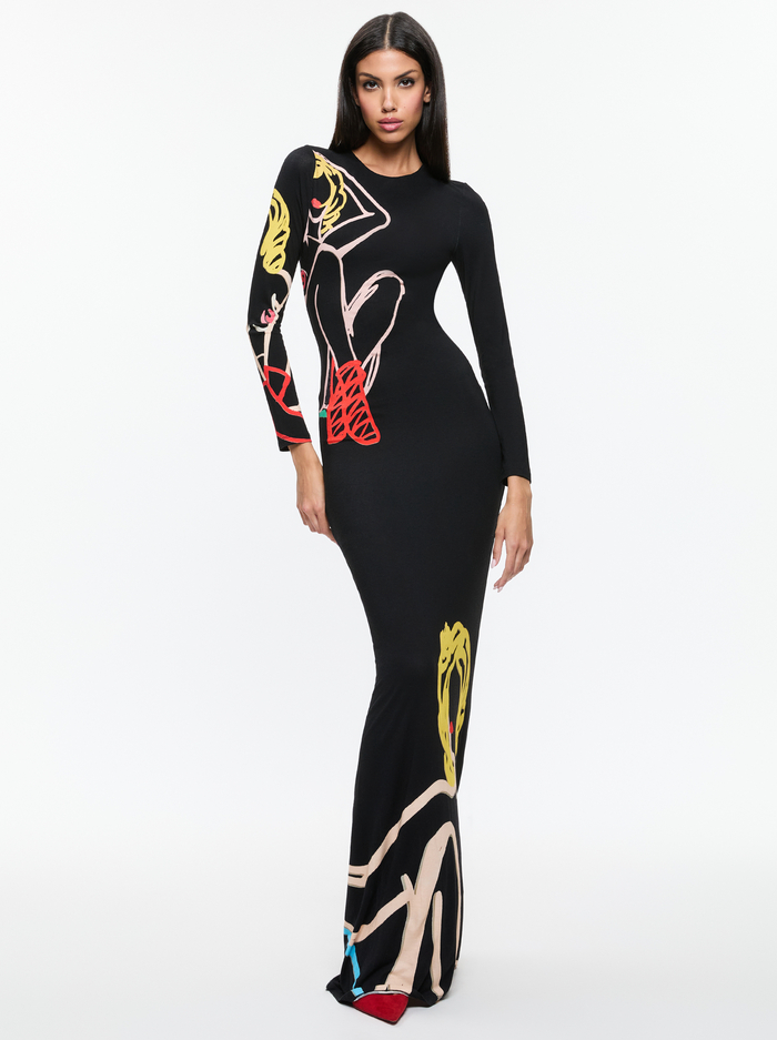 A+O X TOM WESSELMANN DELORA OPEN BACK MAXI DRESS - NATURAL BEAUTY image 3 - Alice And Olivia