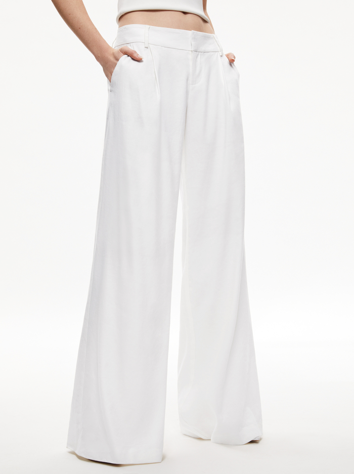 ERIC LOW RISE LINEN TROUSER - WHITE - Alice And Olivia
