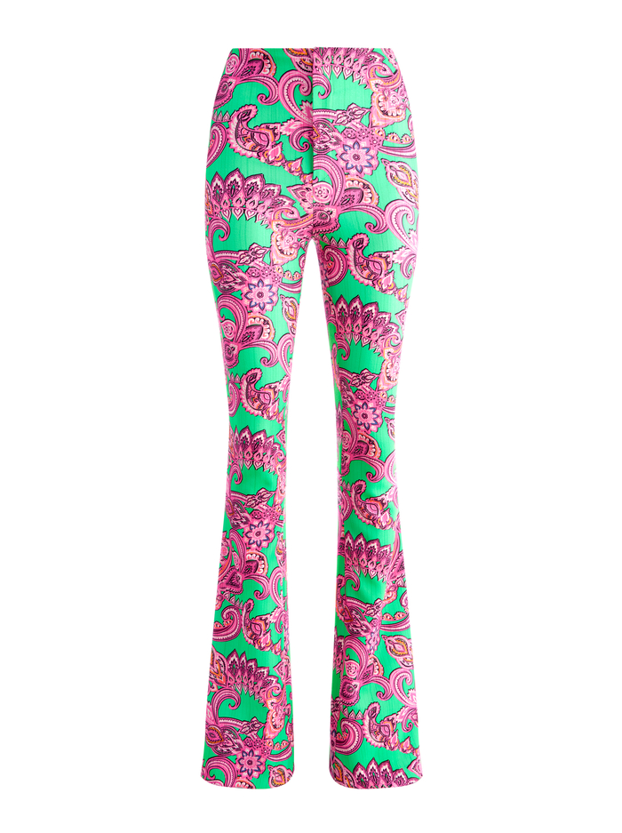 TEENY FLARE PANT - SPRING PAISLEY GARDEN GREEN image 5 - Alice And Olivia