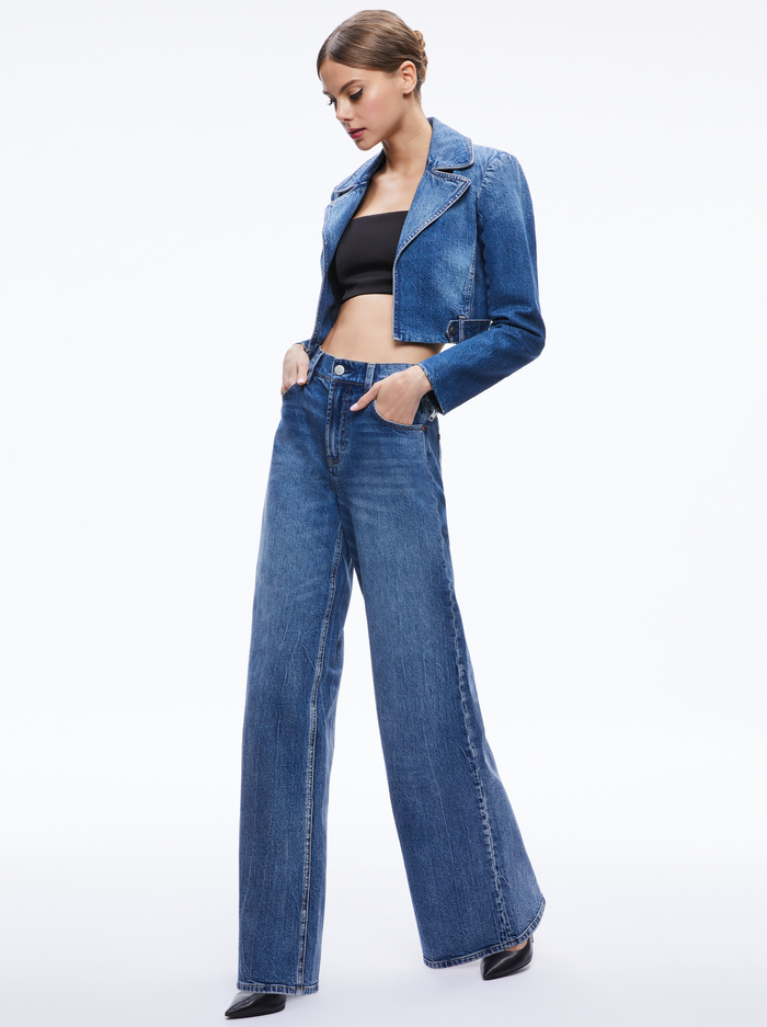 YARDLEY DENIM JACKET - LOLA BLUE image 4 - Alice And Olivia