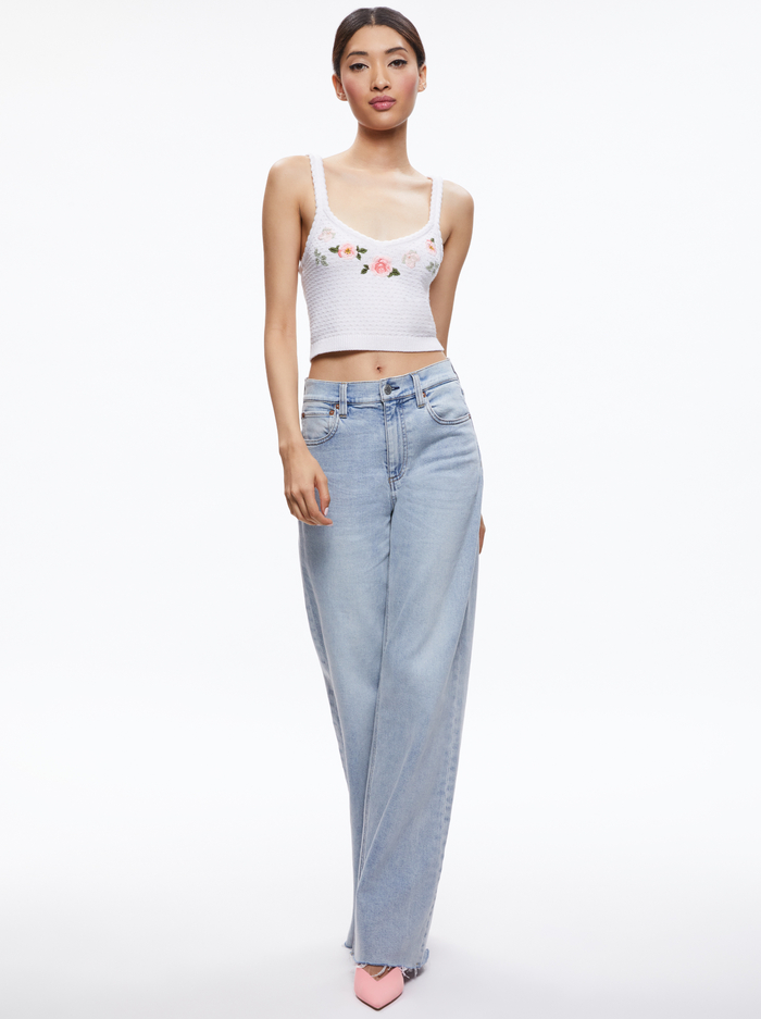 BRIGIDA EMBROIDERED TANK - SOFT WHITE image 4 - Alice And Olivia