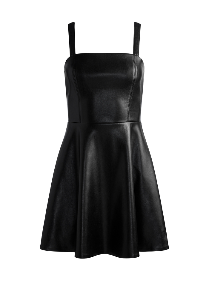 KAIDRA VEGAN LEATHER MINI DRESS - BLACK image 5 - Alice And Olivia