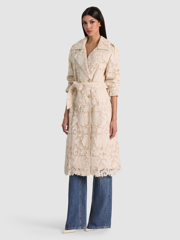 KEITH EYELET MIDI TRENCH - NATURAL image 1 - ALICE + OLIVIA