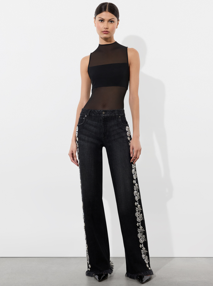 ROXIE EMBELLISHED JEAN - GEORGIA VINTAGE BLACK image 1 - Alice And Olivia