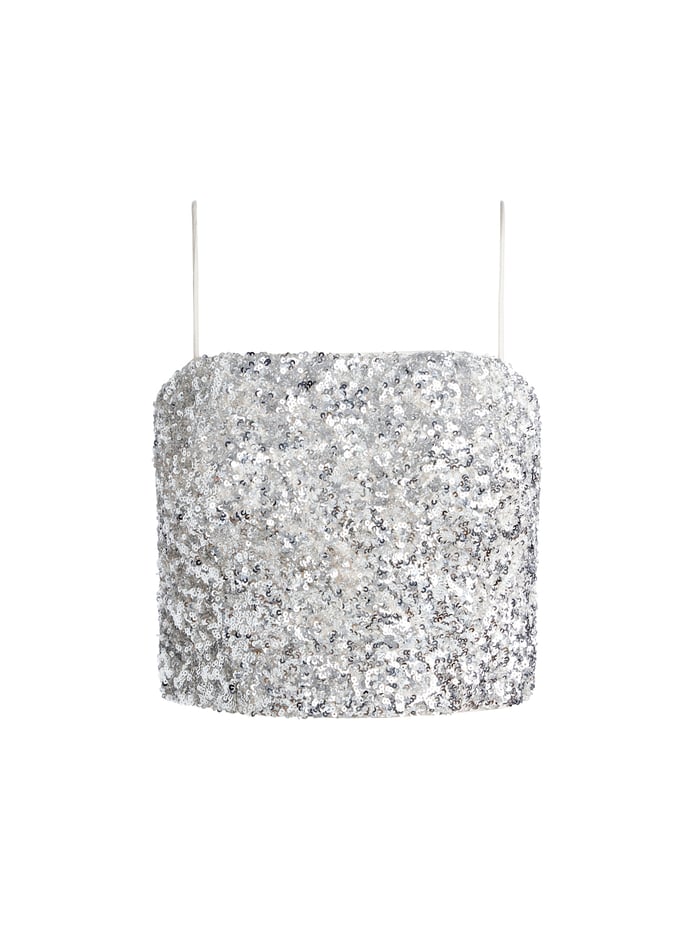 CERESI SEQUIN BANDEAU CROP TOP - CHAMPAGNE/SILVER image 5 - Alice And Olivia
