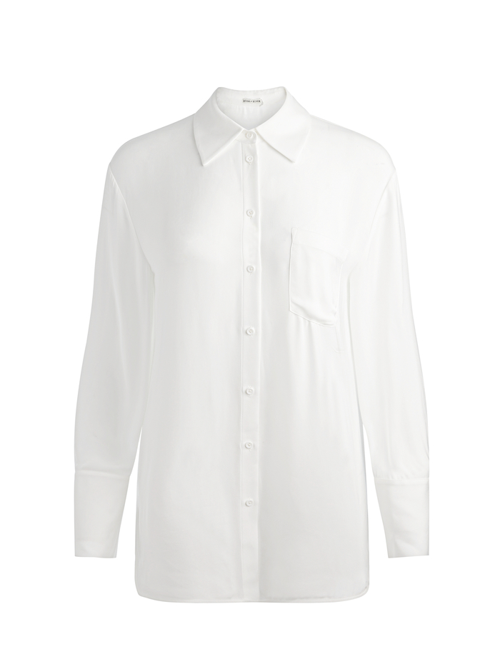 FINELY OVERSIZED BUTTON DOWN - OFF WHITE image 5 - Alice And Olivia