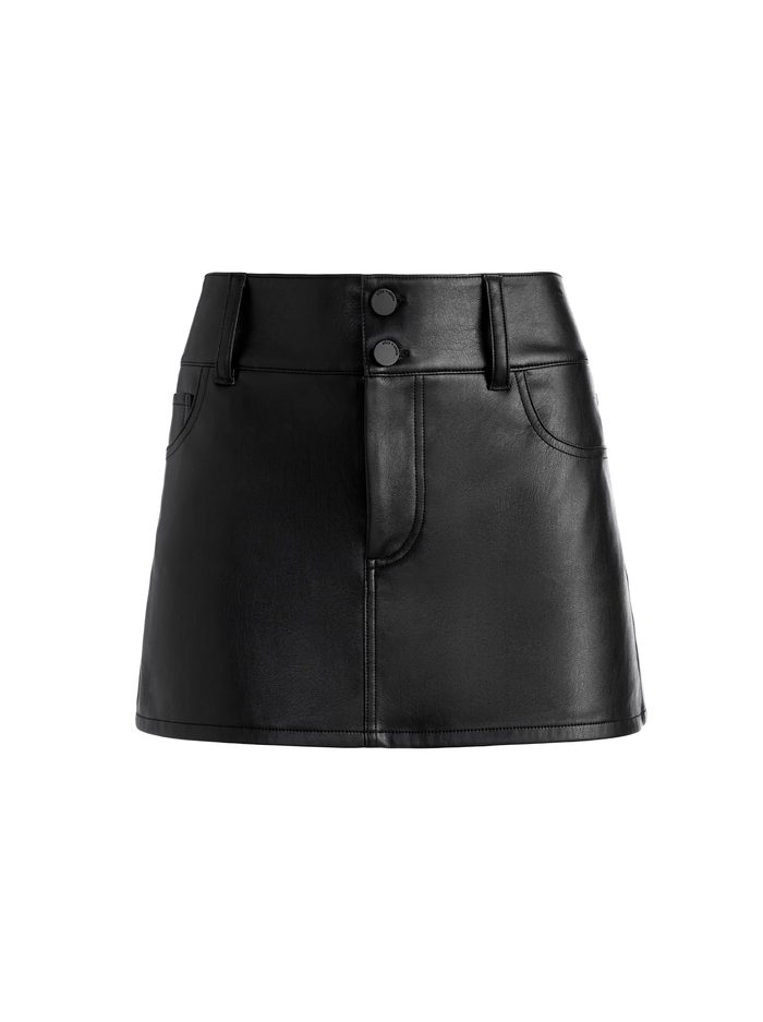 LAIKA LOW RISE VEGAN MINI SKIRT - BLACK image 5 - Alice And Olivia