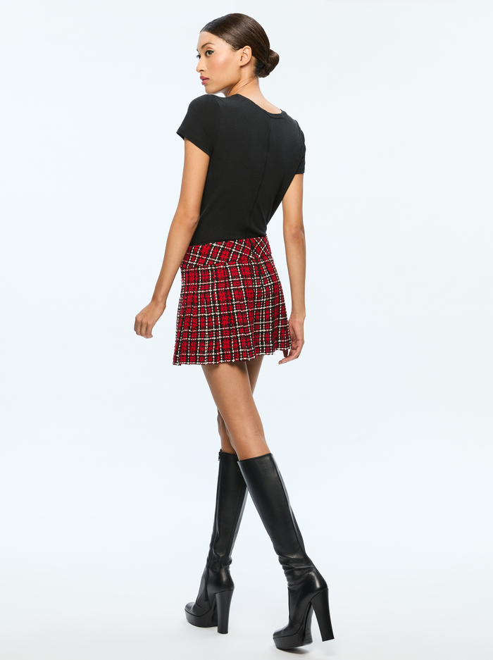 MERA MINI SKIRT - SCHOOLGIRL PLAID BRIGHT RUBY image 2 - Alice And Olivia