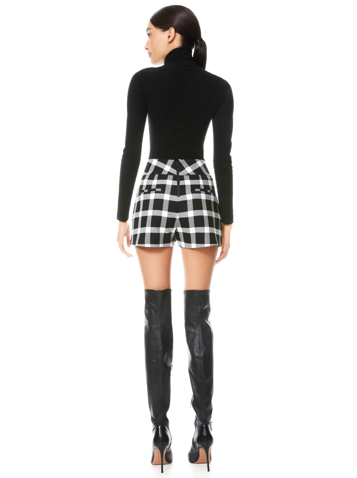 DONALD HIGH WAIST PLAID SHORT - BLACK/WHITE image 1 - Alice And Olivia