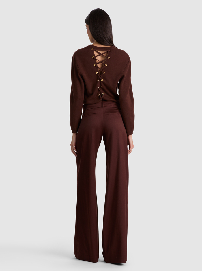 ERIC WOOL PANT - DARK CHOCOLATE image 3 - ALICE + OLIVIA