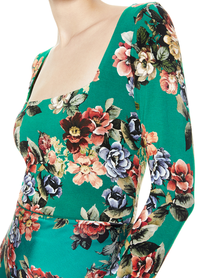 DELAINA FLORAL CROP TOP - CLOUD DANCER DARK TEAL image 3 - Alice And Olivia