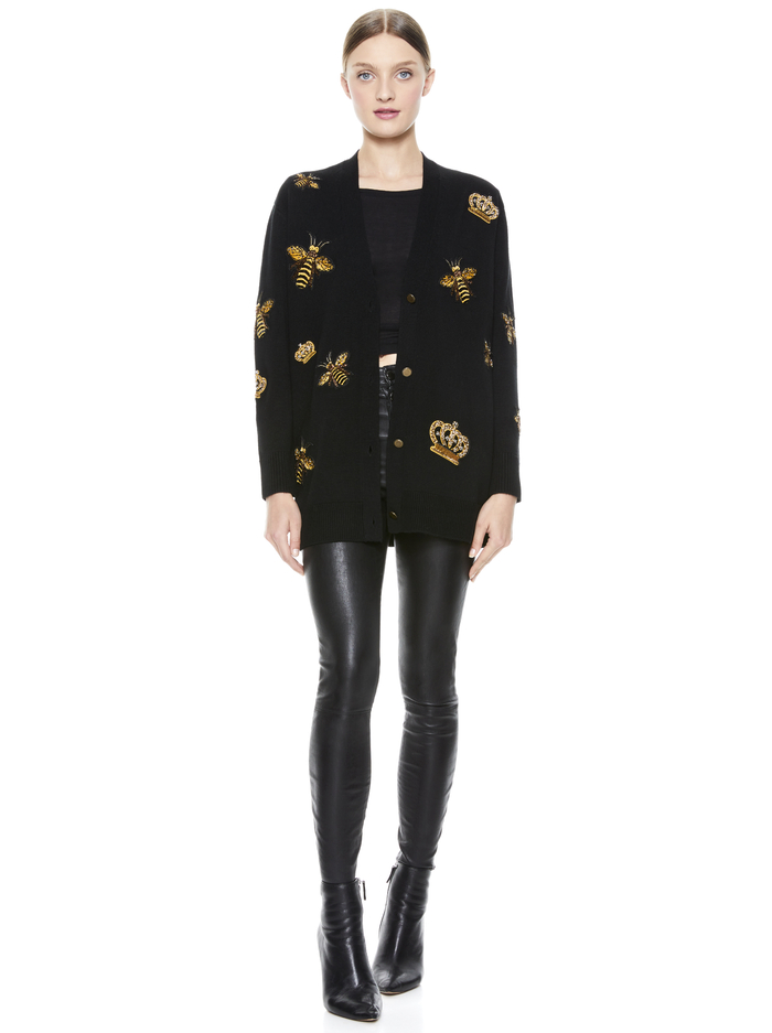 BRADFORD GRANDPA CARDIGAN - BLACK/MULTI image 2 - Alice And Olivia