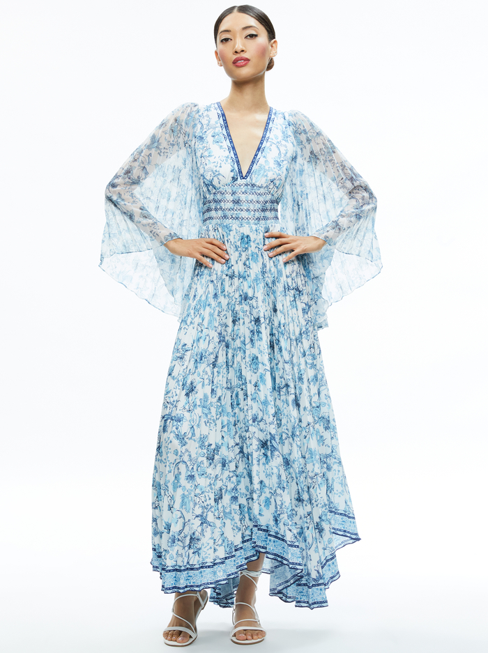 SION SUNBURST PLT MAXI DRESS - JE L'ADORE SPRING SKY - Alice And Olivia
