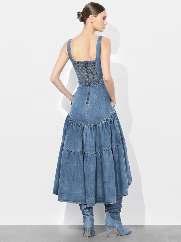 DIANA STRUCTURED MIDI DRESS - LIANA VINTAGE BLUE image 2 - Alice And Olivia