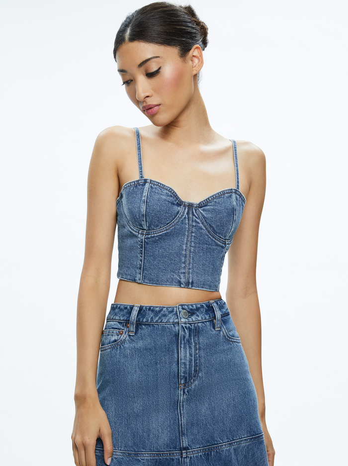 NATACHA SPAGHETTI STRAP BUSTIER - BROOKLYN BLUE - Alice And Olivia