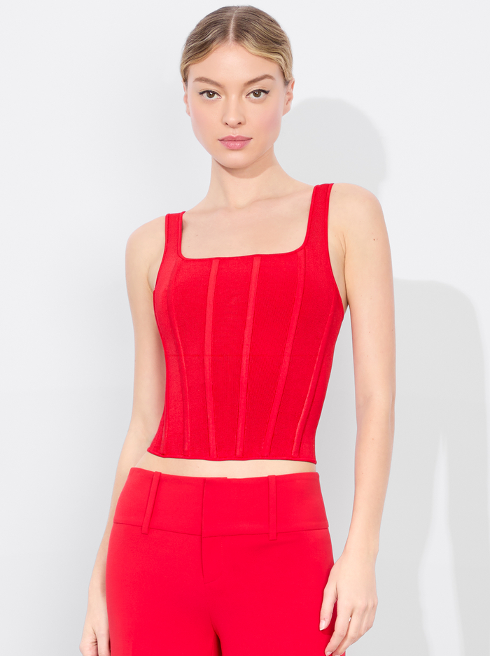 SARIAH CORSET TANK - BRIGHT RUBY - Alice And Olivia
