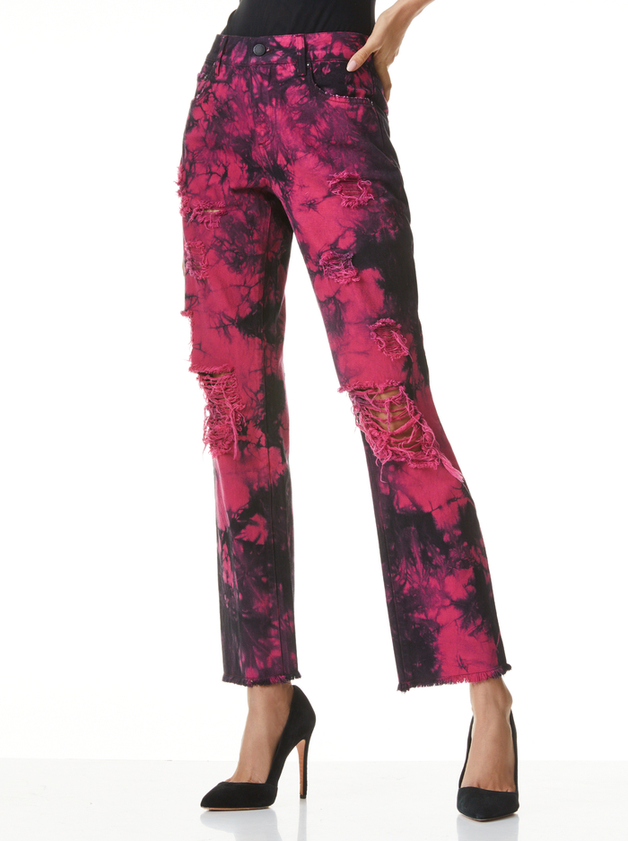 GENEVIEVE TIE DYE BAGGY JEAN - TIE DYE - Alice And Olivia