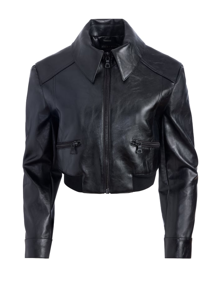 HYDE CROPPED VEGAN JACKET - BLACK image 5 - Alice And Olivia
