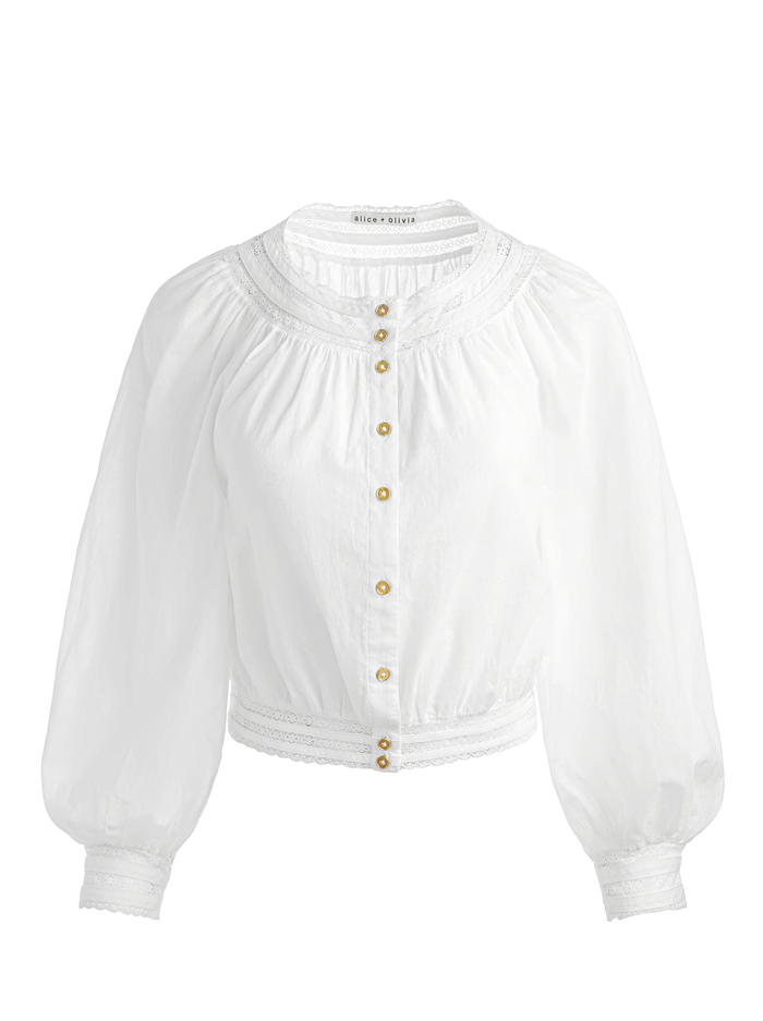 CHERELLE BUTTON DOWN BLOUSE - OFF WHITE image 5 - Alice And Olivia