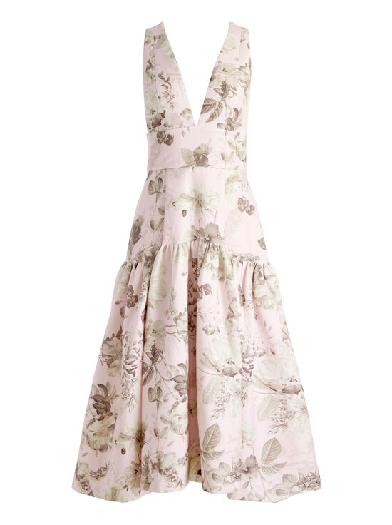 MEADOW-LILA STRUCTURED MIDI DRESS