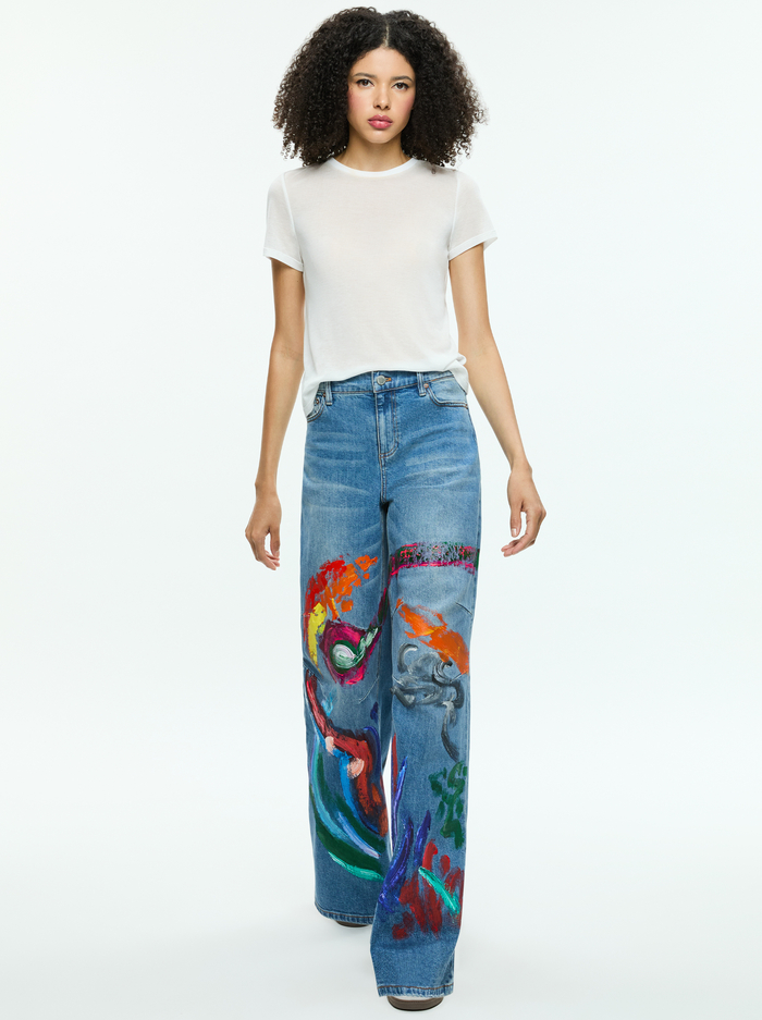 TUCKER PAINTED JEAN - AVERY BLUE/MULTI image 4 - Alice And Olivia